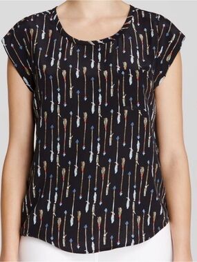 Joie Women's Black Rancher B Arrow Print Silk Top